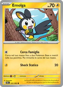 Carta Emolga dell'espansione Luce Nera, numero 029/86