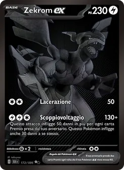 Carta Zekrom-ex dell'espansione Luce Nera, numero 172/86