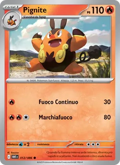 Carta Pignite dell'espansione Fuoco Bianco, numero 012/86