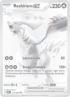 Carta Reshiram-ex dell'espansione Fuoco Bianco, numero 173/86