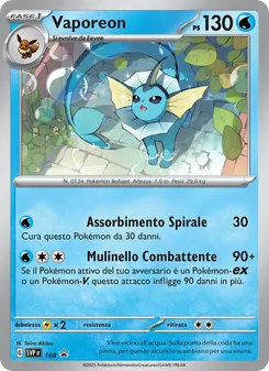 Carta Vaporeon dell'espansione SVP Black Star Promos, numero 168/225