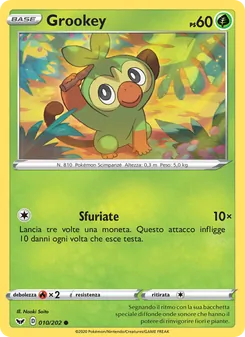 Carta Grookey dell'espansione Spada e Scudo, numero 10/202