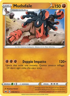 Carta Mudsdale dell'espansione Spada e Scudo, numero 106/202