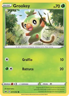 Carta Grookey dell'espansione Spada e Scudo, numero 11/202