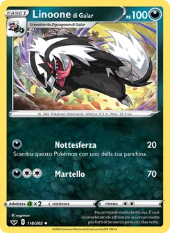 Carta Linoone di Galar dell'espansione Spada e Scudo, numero 118/202