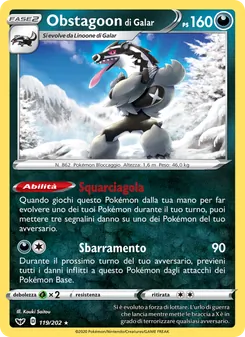 Carta Obstagoon di Galar dell'espansione Spada e Scudo, numero 119/202