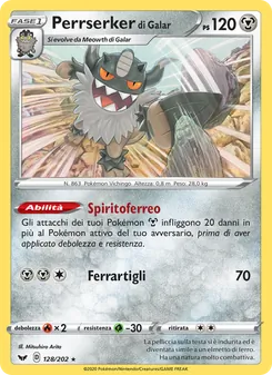 Carta Perrserker di Galar dell'espansione Spada e Scudo, numero 128/202