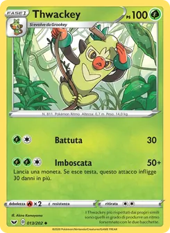 Carta Thwackey dell'espansione Spada e Scudo, numero 13/202