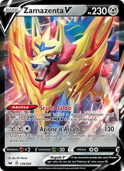 Carta Zamazenta V dell'espansione Spada e Scudo, numero 139/202