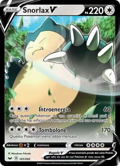 Carta Snorlax V dell'espansione Spada e Scudo, numero 141/202