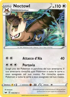 Carta Noctowl dell'espansione Spada e Scudo, numero 144/202
