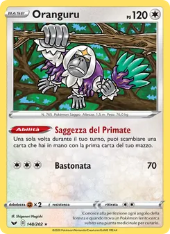 Carta Oranguru dell'espansione Spada e Scudo, numero 148/202