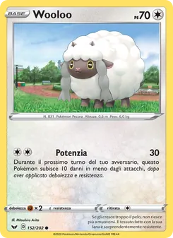 Carta Wooloo dell'espansione Spada e Scudo, numero 152/202