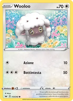 Carta Wooloo dell'espansione Spada e Scudo, numero 153/202