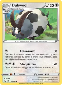 Carta Dubwool dell'espansione Spada e Scudo, numero 154/202