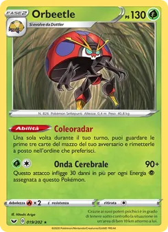 Carta Orbeetle dell'espansione Spada e Scudo, numero 19/202