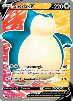 Carta Snorlax V dell'espansione Spada e Scudo, numero 197/202
