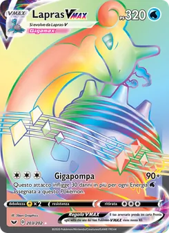 Carta Lapras VMAX dell'espansione Spada e Scudo, numero 203/202