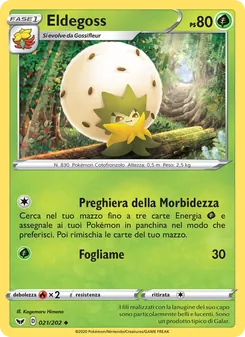 Carta Eldegoss dell'espansione Spada e Scudo, numero 21/202