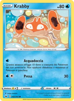 Carta Krabby dell'espansione Spada e Scudo, numero 42/202