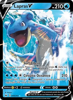 Carta Lapras V dell'espansione Spada e Scudo, numero 49/202