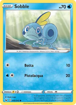 Carta Sobble dell'espansione Spada e Scudo, numero 55/202