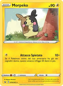 Carta Morpeko dell'espansione Spada e Scudo, numero 78/202