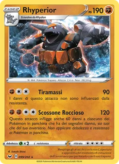 Carta Rhyperior dell'espansione Spada e Scudo, numero 99/202