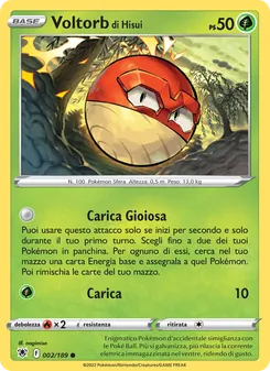 Carta Voltorb di Hisui dell'espansione Lucentezza Siderale, numero 002/189