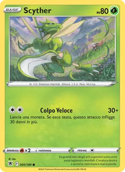 Carta Scyther dell'espansione Lucentezza Siderale, numero 005/189