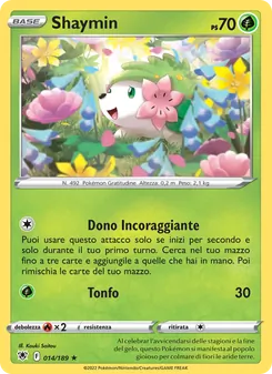 Carta Shaymin dell'espansione Lucentezza Siderale, numero 014/189