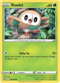 Carta Rowlet dell'espansione Lucentezza Siderale, numero 019/189