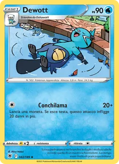 Carta Dewott dell'espansione Lucentezza Siderale, numero 042/189