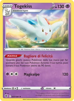 Carta Togekiss dell'espansione Lucentezza Siderale, numero 057/189