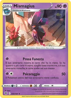 Carta Mismagius dell'espansione Lucentezza Siderale, numero 059/189