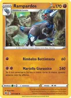 Carta Rampardos dell'espansione Lucentezza Siderale, numero 077/189