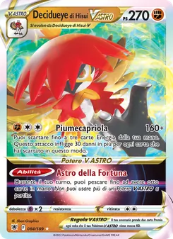 Carta Decidueye di Hisui V ASTRO dell'espansione Lucentezza Siderale, numero 084/189