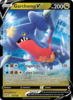 Carta Garchomp V dell'espansione Lucentezza Siderale, numero 117/189
