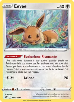 Carta Eevee dell'espansione Lucentezza Siderale, numero 119/189