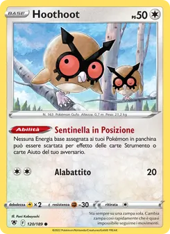 Carta Hoothoot dell'espansione Lucentezza Siderale, numero 120/189