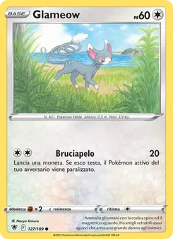 Carta Glameow dell'espansione Lucentezza Siderale, numero 127/189