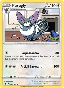 Carta Purugly dell'espansione Lucentezza Siderale, numero 128/189