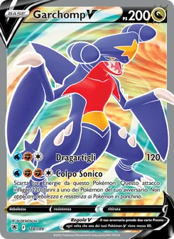 Carta Garchomp V dell'espansione Lucentezza Siderale, numero 178/189