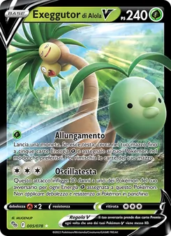 Carta Exeggutor di Alola V dell'espansione Pokémon GO, numero 005/78