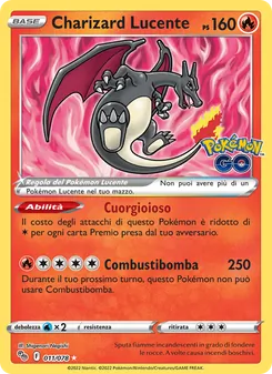 Carta Charizard Lucente dell'espansione Pokémon GO, numero 011/78