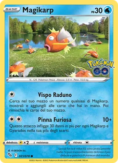 Carta Magikarp dell'espansione Pokémon GO, numero 021/78