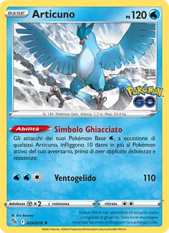 Carta Articuno dell'espansione Pokémon GO, numero 024/78