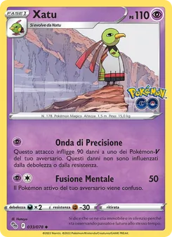 Carta Xatu dell'espansione Pokémon GO, numero 033/78