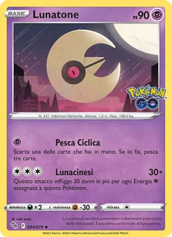 Carta Lunatone dell'espansione Pokémon GO, numero 034/78