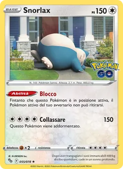 Carta Snorlax dell'espansione Pokémon GO, numero 055/78